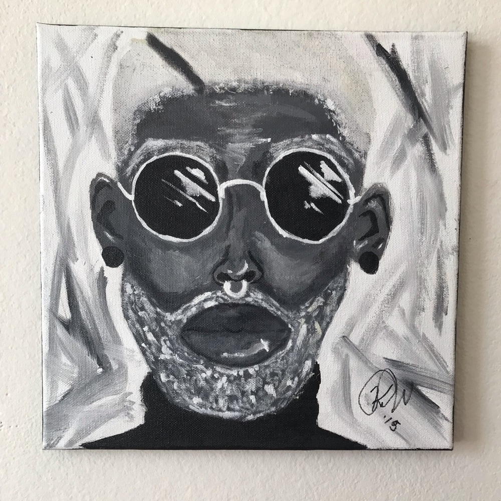 Black and white Afrocentric original acrylic art